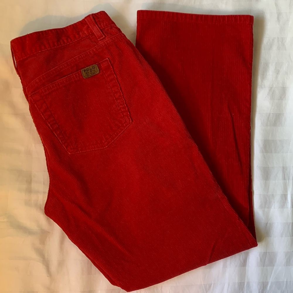 RL Polo corduroy straight leg red cotton  jean style pants EUC
